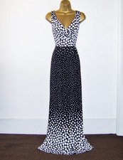 WALLIS BEAUTIFUL BLACK WHITE EVENING PARTY CRUISE HOLIDAY MAXI DRESS SIZE 16