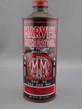 Vintage MARVEL MYSTERY OIL 16 FL oz/ 1 Pint Metal Cone Top Can Top Cylinder Lube