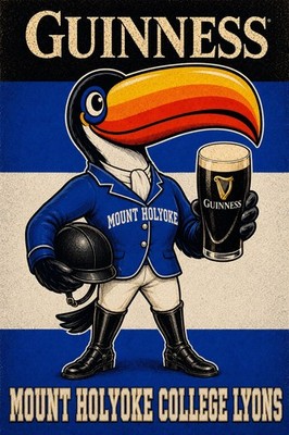 Guinness Poster Mount Holyoke College Lyons Toucan Pub Bar 12x8in Metal Sign