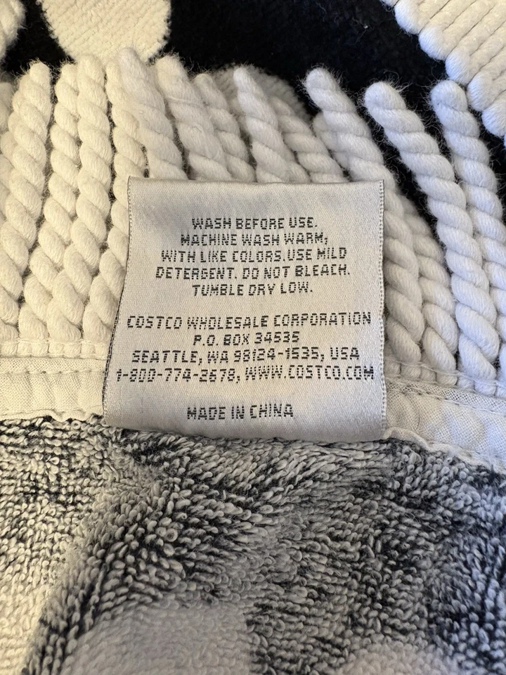 "Toalla de Playa Redonda Negro Blanco Boho Tapiz Tribal Manta Grande 60"" ¡Leer por favor! Foto 4 de 4