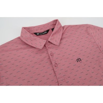 Travis Mathew Polo Shirt Mens Large Light Red Geometric Pima Cotton 1MY118