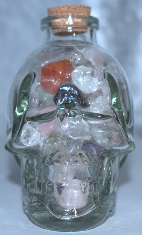 Very Cool Clear Glass Skull w/Mini-Spheres 5.36"/1031 Grams