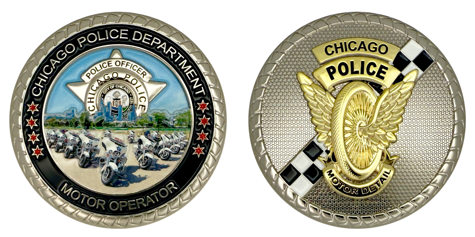 CHICAGO POLICE CHALLENGE COIN: Motor Operator, Size: 2