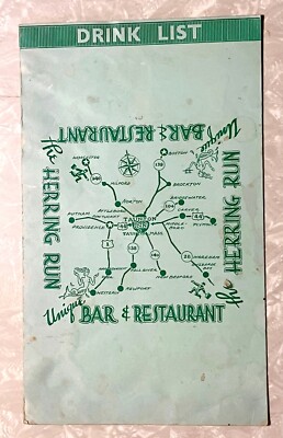 TAUNTON INN herring bar DRINK LIST MENU pink lady SHERRY FLIP courvosier TOKAY