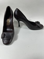 Ferragamo Designer Brown Leather Court Shoe UK6.5 Made in Italy Carpet Use Only 