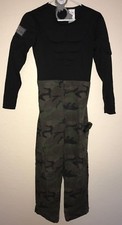 BOYS size large HALLOWEEN COSTUME JUMPSUIT camouflage PANTS hand cuffs BLACK TOP