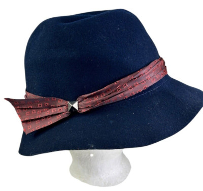 New HAT ATTACK Wool French Fedora Hat Charcoal floppy soft ribbon