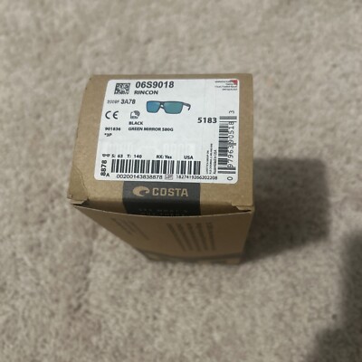 BRAND NEW-Costa Del Mar Rincon Men's Sunglasses - Black /Green Mirror