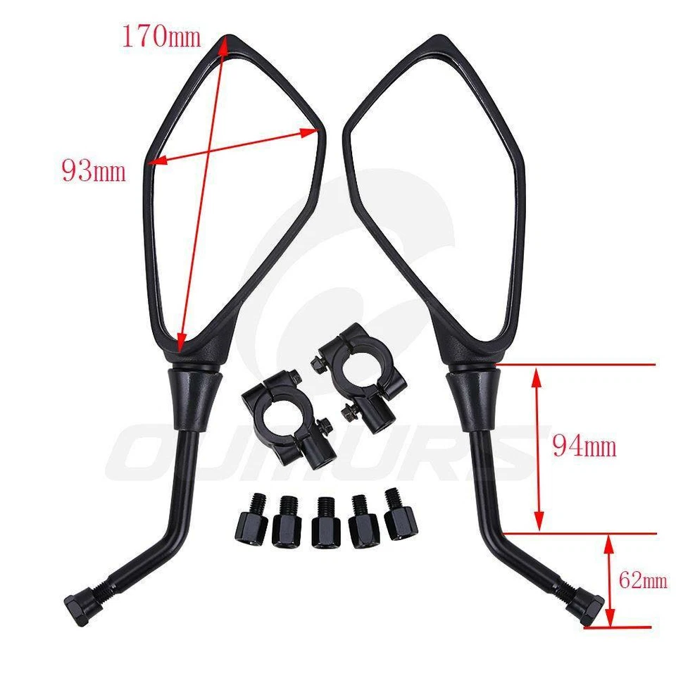 Pair 8mm 10mm Universual Motorcycle Mirror Scooter E-Bike Rearview Side Mirrors - Image 4 of 4