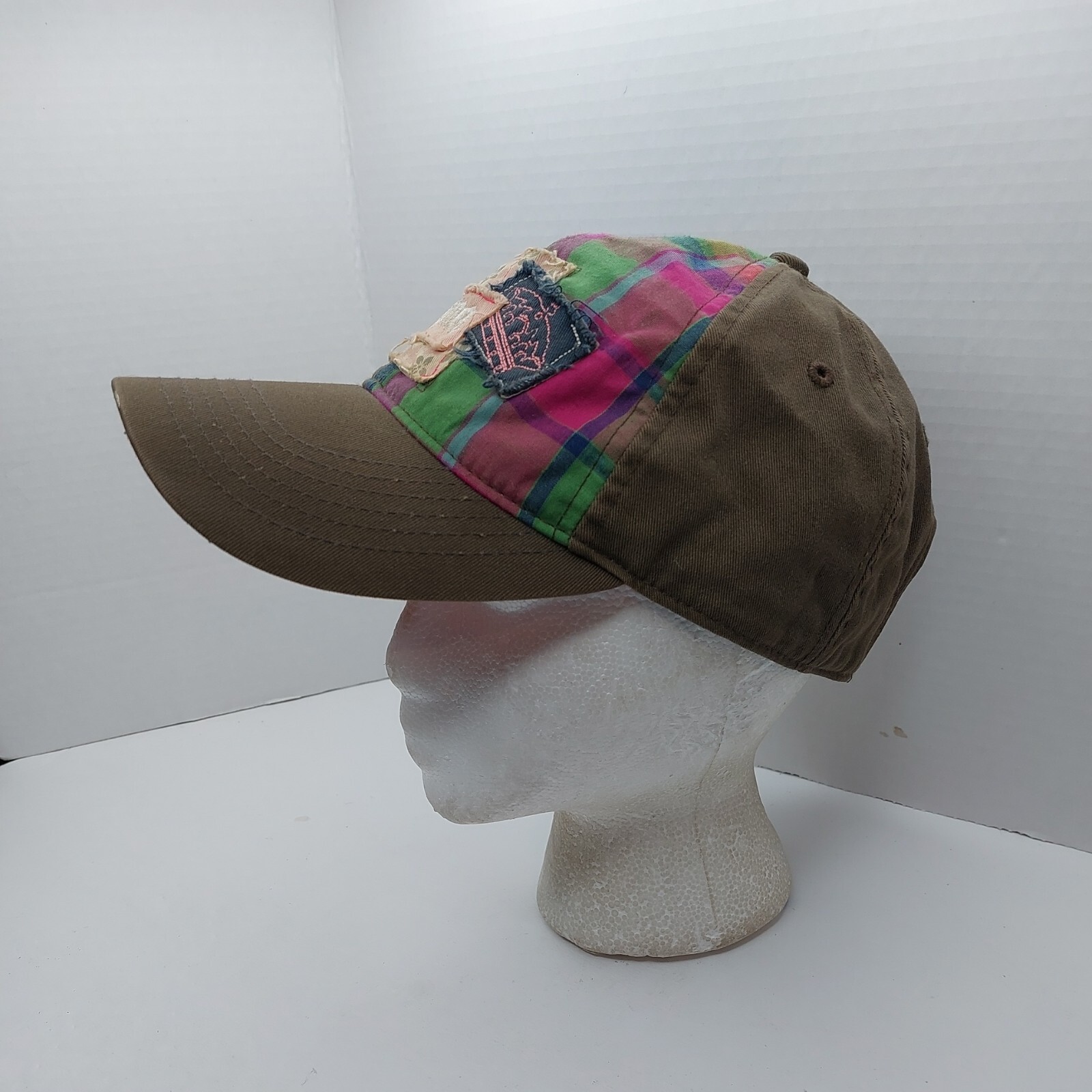 Corona Plaid Patchwork Strap back Hat Cap Mas Fina - image 5
