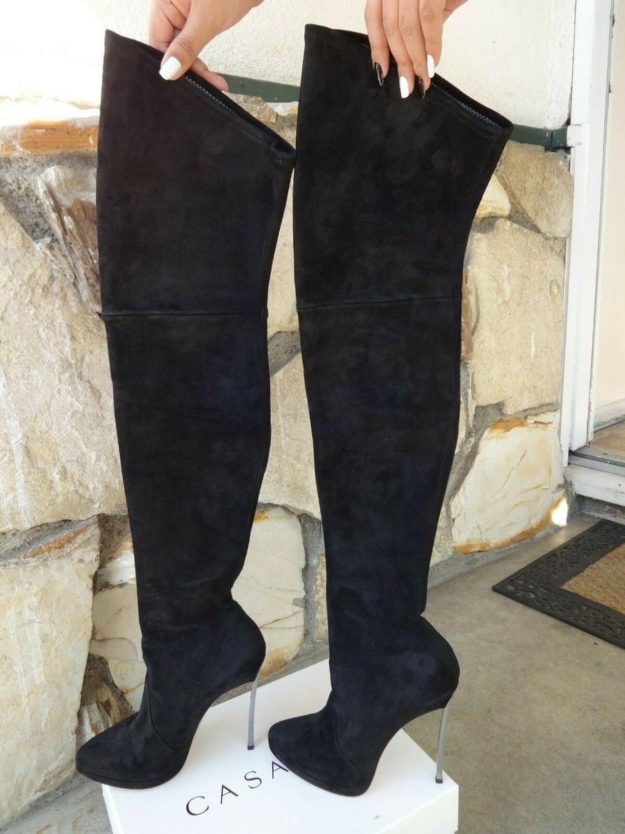 Ankle Boots Casadei Over The Knee Suede Boots Casadei Blade Over