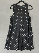 Lauren Ralph Lauren Womens Midi Fit & Flare Dress 14 Black Sleeveless Polkadot 