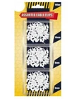 100 Pack White CABLE CLIPS 3 Assorted Sizes Wall Tacks Wire Cord Detangle Clamp
