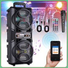 Dual 6.5" Portable Bluetooth Party Speaker Subwoofer Heavy Bass Sound System