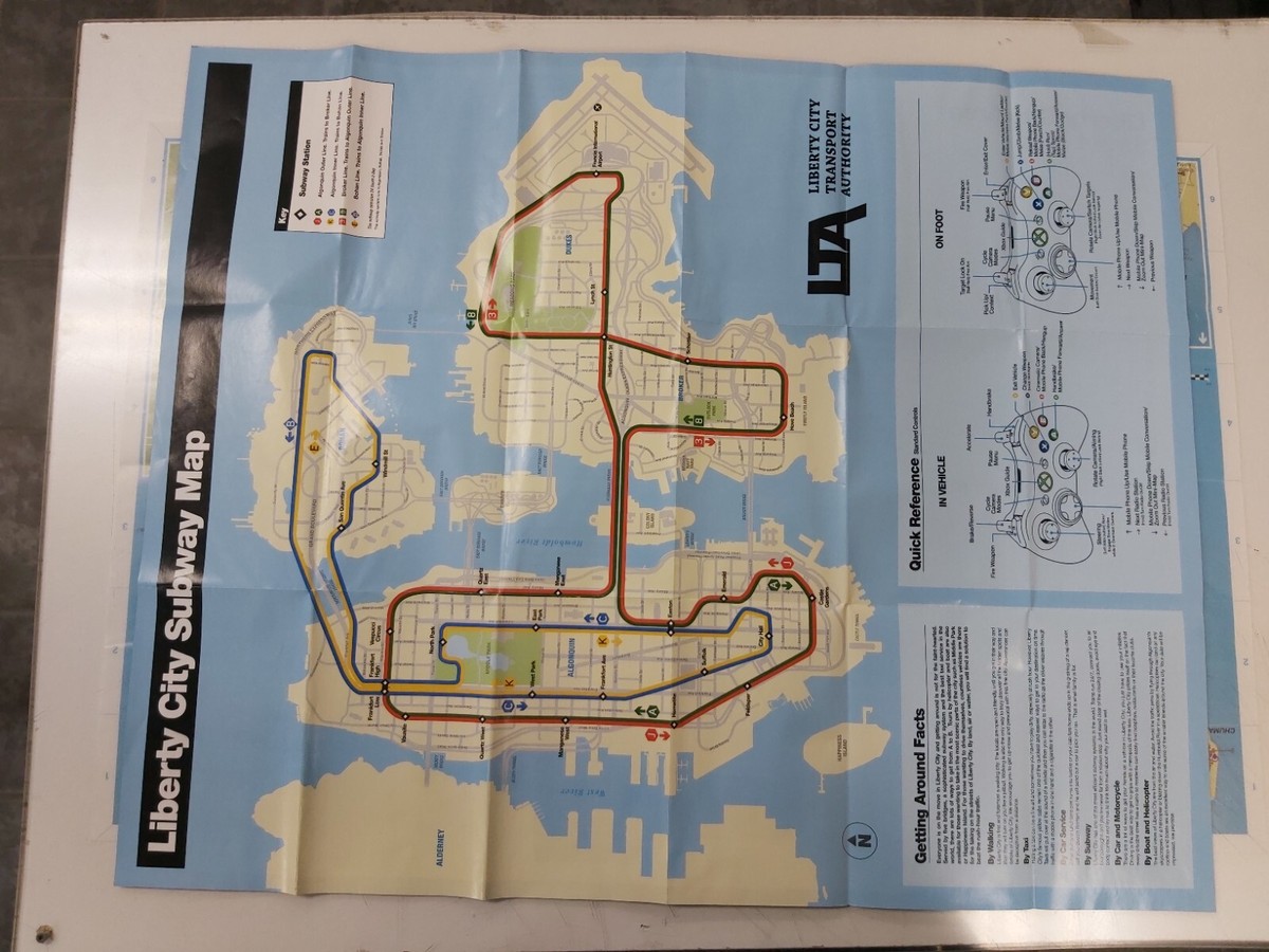 Grand Theft Auto IV GTA 4 Xbox 360 XB Liberty City Subway Map
