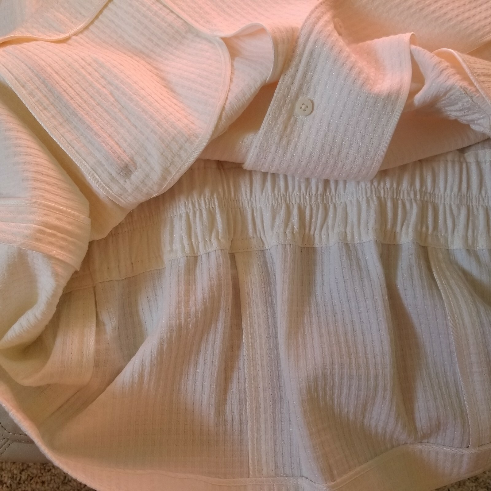 Ellen Tracy Off White Patterned Collarless Button… - image 10