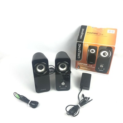 creative inspire t12 2.0 multimedia speaker system with bass flex technology