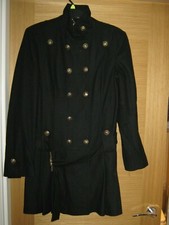 New Without Tags Black Long Military Coat - Guess - Large