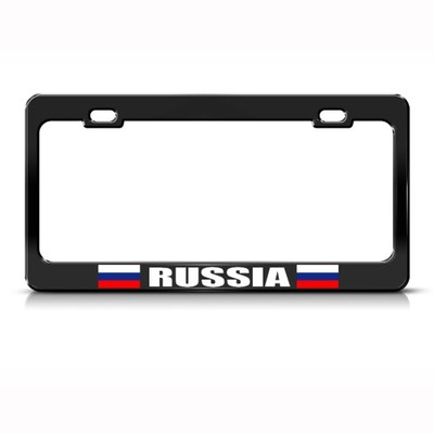 RUSSIA RUSSIA ROSSIJA FLAG BLACK License Plate Frame Tag Holder