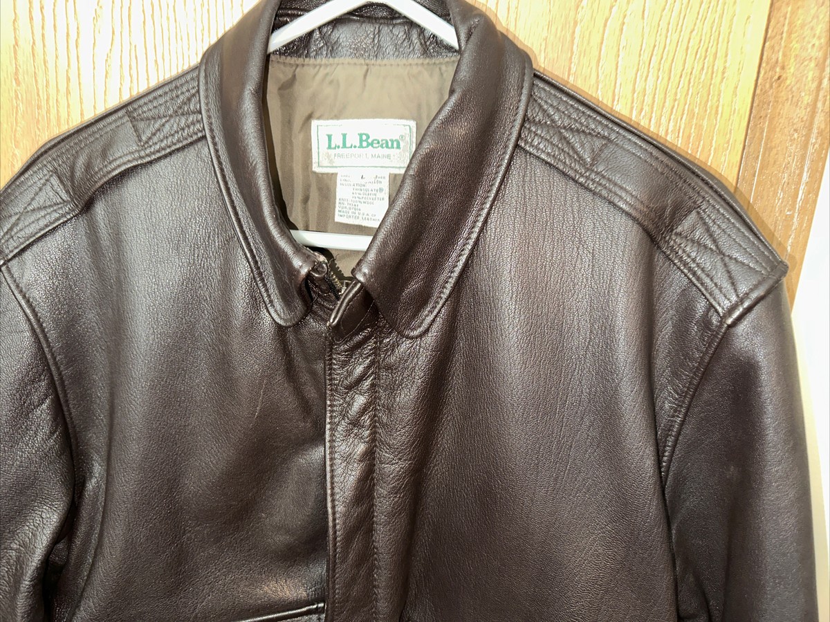 LL Bean Goatskin Leather A2 Flight Bomber Jacket Black USA LL Bean Goatskin Leather A2 Flight Bomber Jacket Black USA