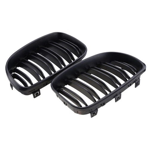 For BMW E81 E82 E87 E88 2008-11 Matte/Gloss Black Dual Slat Front Bumper Grille - Picture 16 of 18