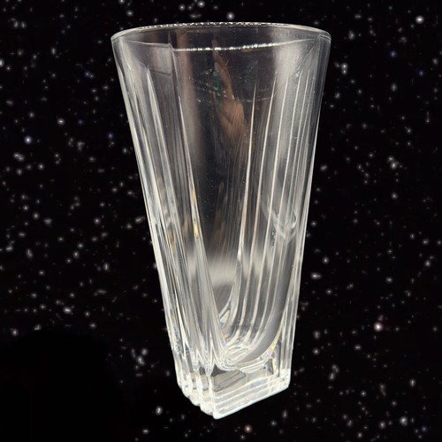 Riedel Nachtmann Clear Vase Art Glass Hand In Germany Marked Vintage 9.5”T 5”W