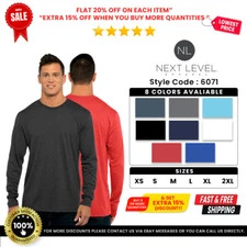 Next Level Apparel 6071 Mens Triblend Fleece Long Sleeve Comfortable Fit T-Shirt