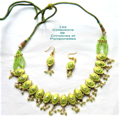 Parure Collier Et Boucles D'oreilles LAKH Carmen - Vert, Zircon, Fantaisie, Neuf Sans Emballage