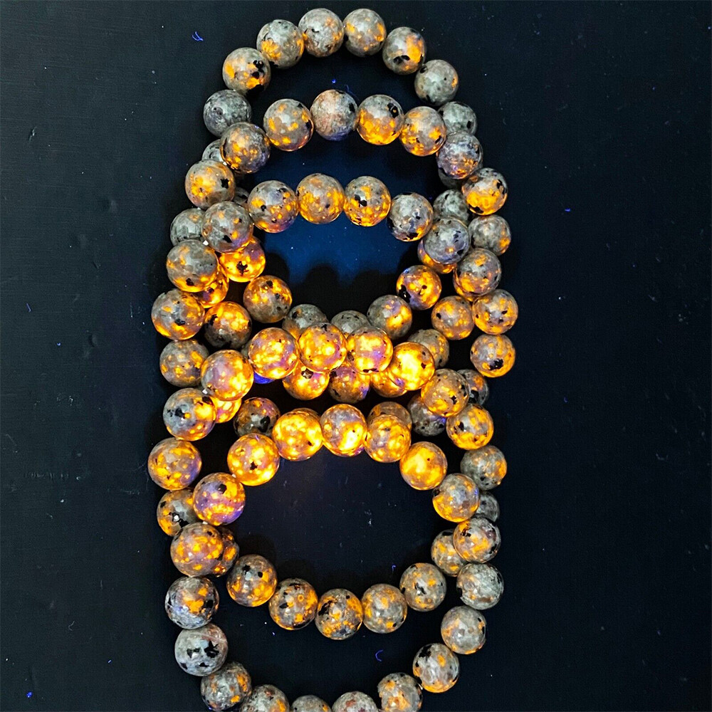Yooperlite UV Glow Bead Bracelet 4/6/8mm Fluorescent Healing Balance Jewelry