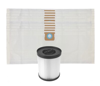 x10 Bags + Wet & Dry Cartridge Filter For Mac Allister MWDV Series 30-40L models