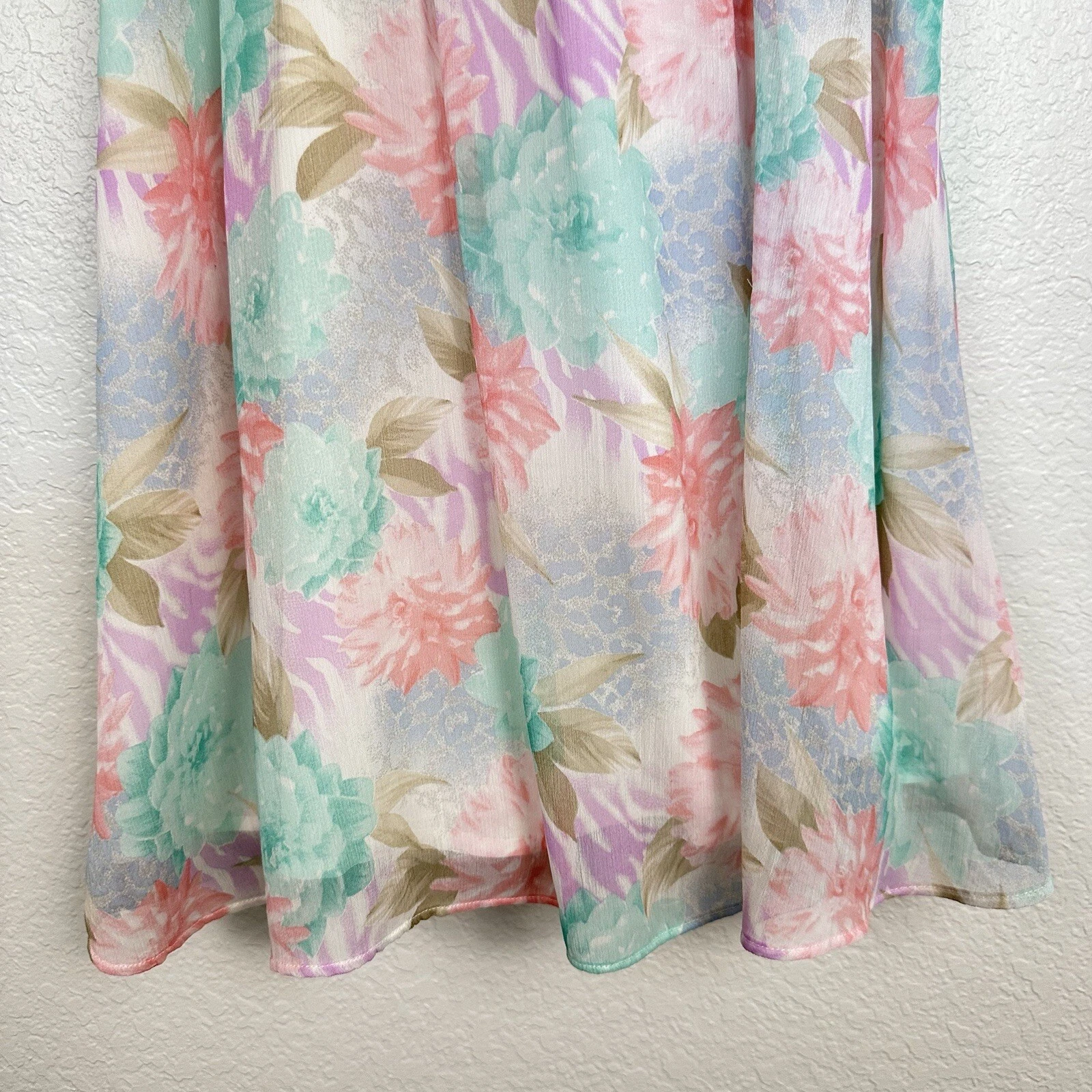 UNDERCOVER Abito floreale Victorias Secret mini pastello ritagliato sul retro con sovrapposizione trasparente taglia 4