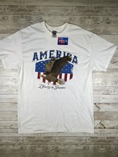 American Flag Men  s White T-Shirt Short Sleeve Patriotic USA Size Large NEW