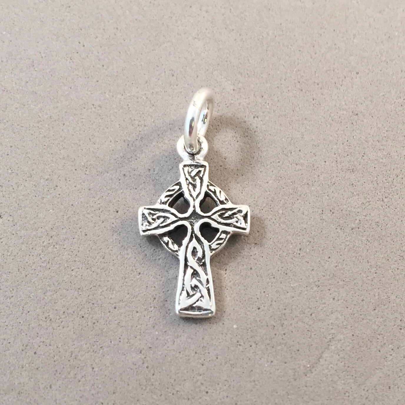 .925 Sterling Silver CELTIC CROSS CHARM Pendant Irish High Cross NEW ...
