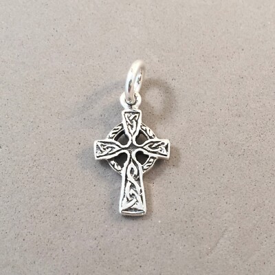 .925 Sterling Silver CELTIC CROSS CHARM Pendant Irish High Cross NEW ...
