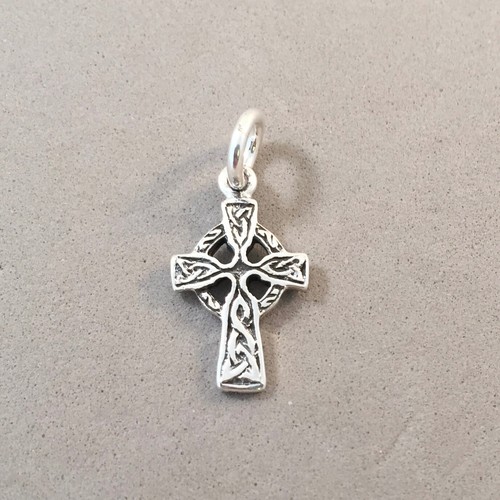 .925 Sterling Silver CELTIC CROSS CHARM Pendant Irish High Cross NEW ...