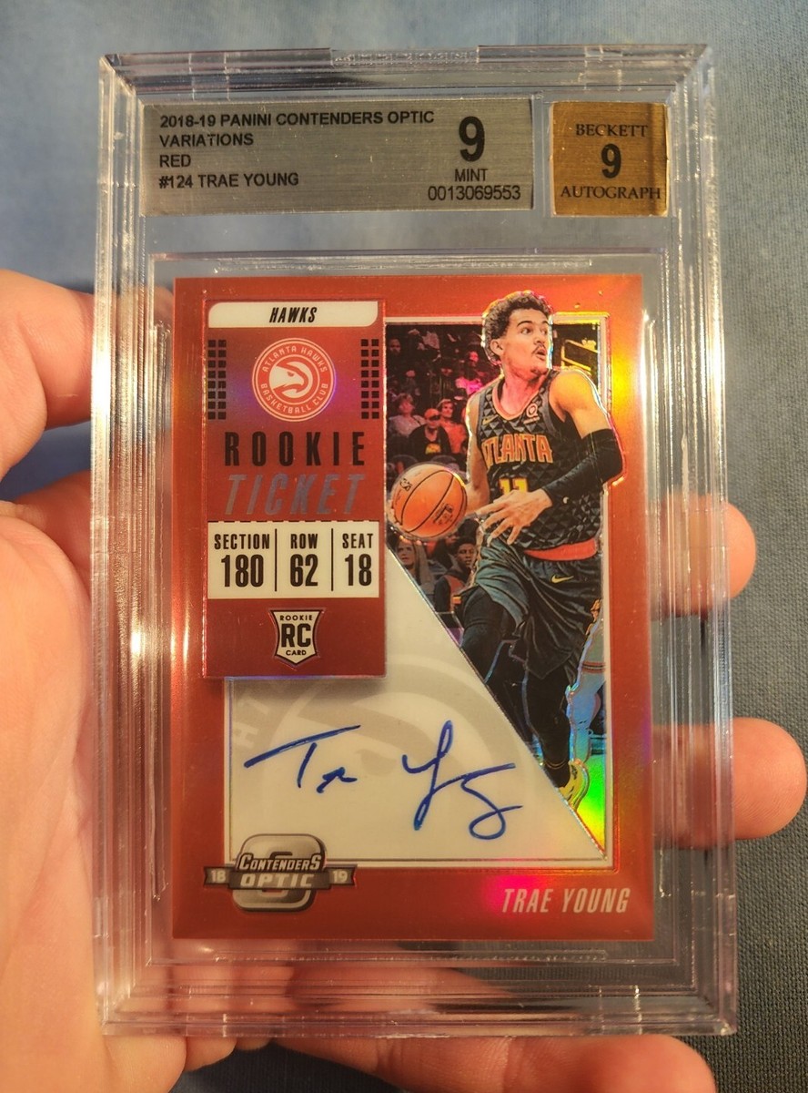 Trae Young Contenders Optic RC 鑑定済み 2018 Contenders Optic TRAE YOUNG Auto RC Variations Red /99