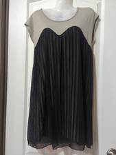 Uniqlo GVGV Womens Mini Dress Beige Black Striped T Shirt Style Large L