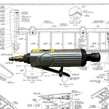 SIOUX TOOLS Pneumatic Aircraft Tool Straight Die Grinder 5054, 1/4" Collet