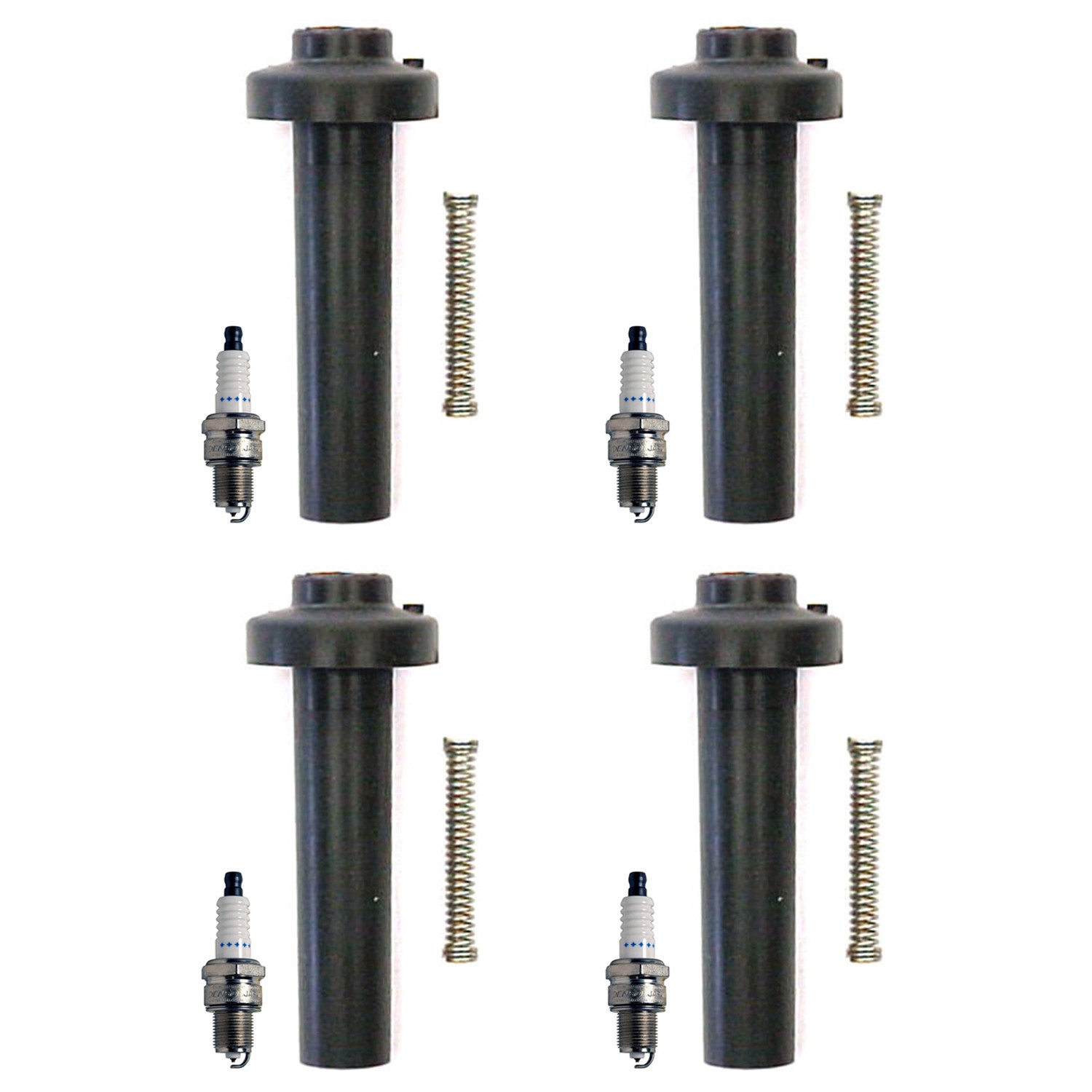Denso 4 Double Platinum Spark Plugs 4 Coil Boots Kit for Van Wagon DX 2.2L L4