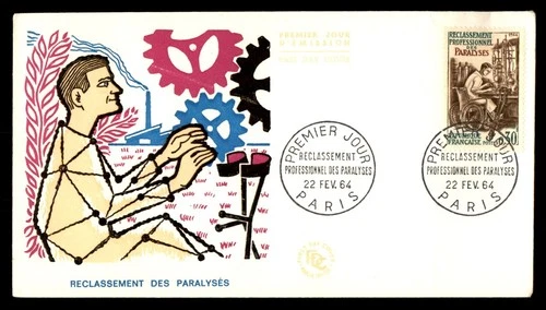Mayfairstamps France FDC 1964 Man in Wheelchair Working First Day Cover aax_1400