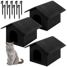 Soaoo 3 Pcs Cat Houses for Outdoor Stray Cats Shelter Weatherproof Outside Ho...