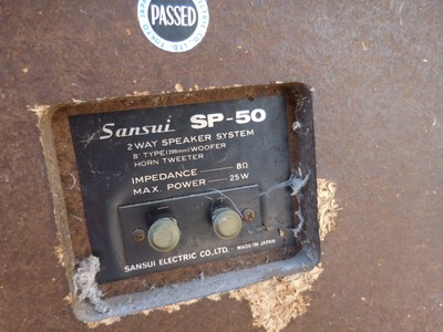 Vintage Sansui SP-50 25W 2-Way Bookshelf Stereo Speakers Wood w