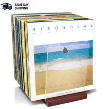 Elegant Mid-Century Vinyl Record Storage for 60-70 LPs - Brown Acrylic Holder