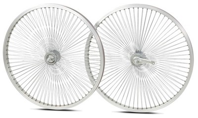26'' Cruiser 140 Spoke Wheelset Silver Front & Rear Alloy Rims Lowrider Bike