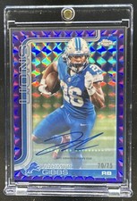 2025 Topps Chrome Jahmyr Gibbs Auto Purple Geometric Refractor #/75 Lions
