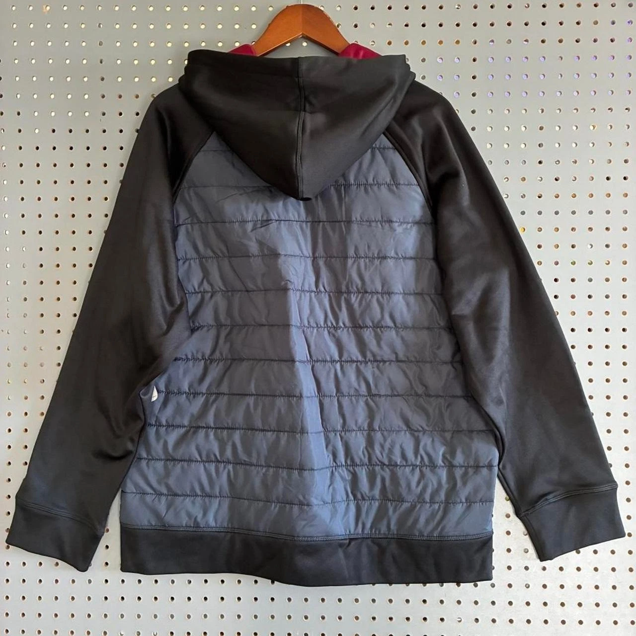 Reebok Mens Hybrid Puffer Jacket Hooded Zip Up Ebony Black REM214JK01021 Size L - product detail image 2
