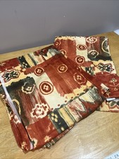 IKEA Mara Orange Green Curtain Panels 100% Cotton Made In Italy Geometric 54x78"