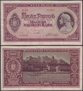 Hungary, 100 Pengo, 1945, VF++, P-111