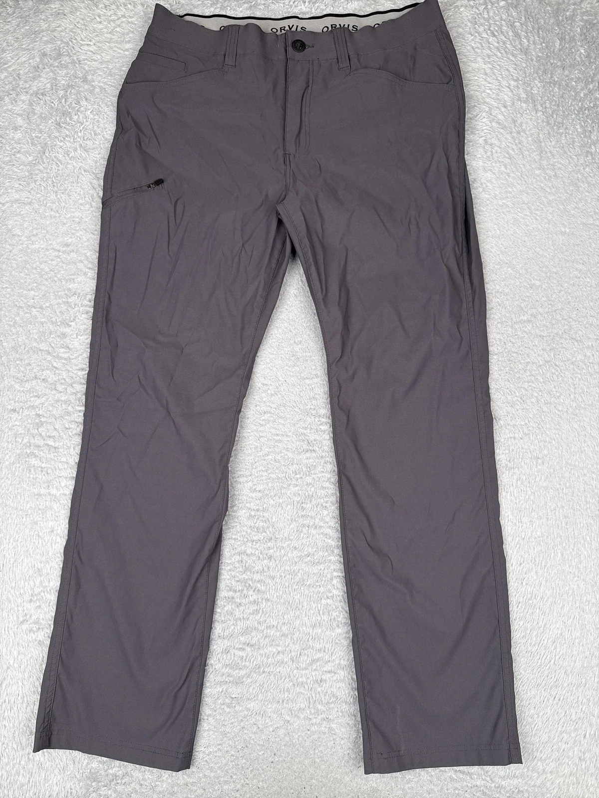 Orvis Pants Mens 36x32 Gray Chino Stretch Lightweight Hiking Travel Outdoor