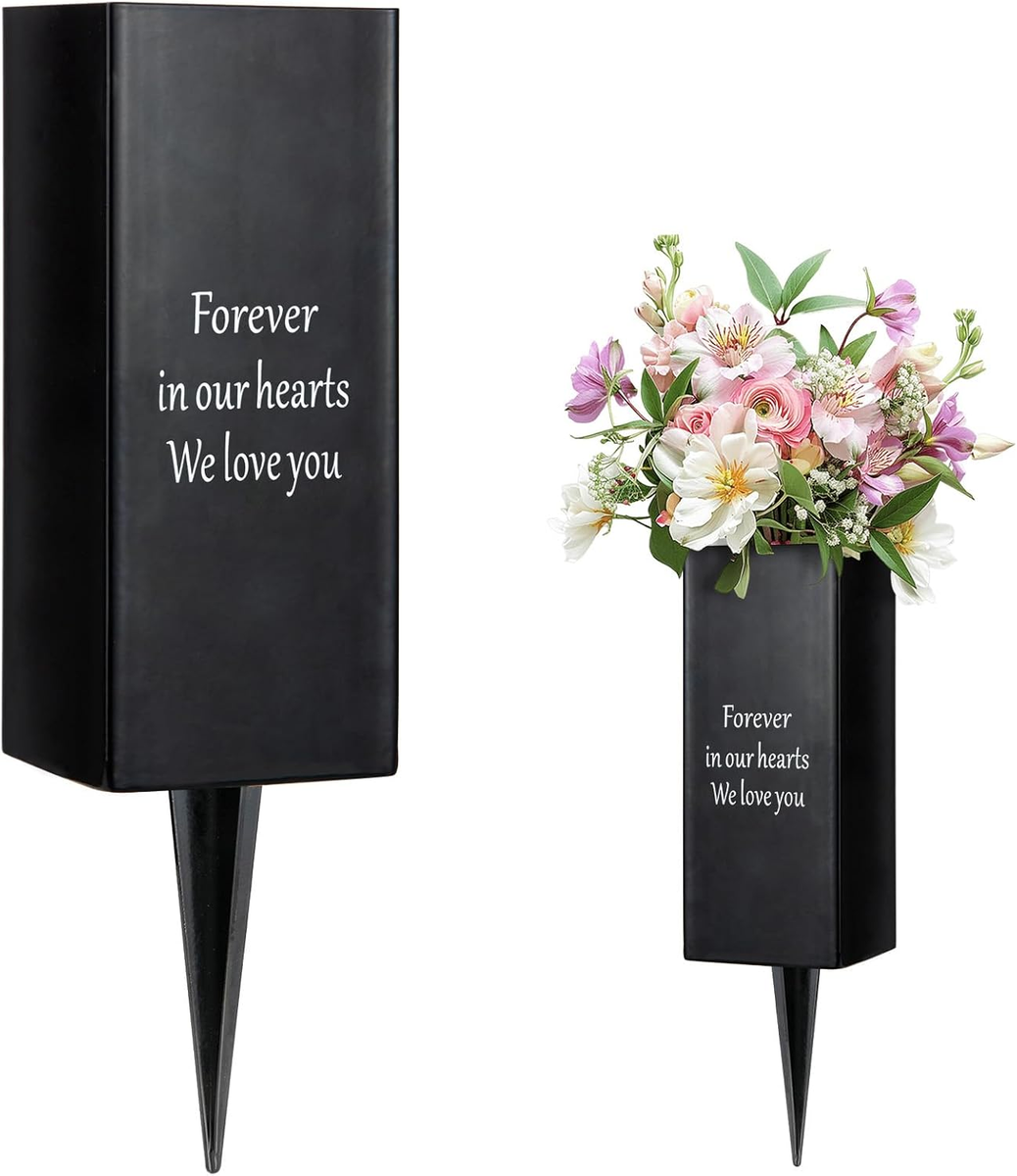 Metal Cemetery Vase Flower Holder with Spikes in Ground, Grave